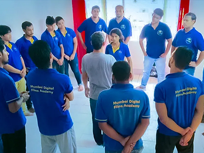 Acting students performing in a studio at MDFA film institute