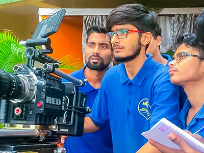 Cinematography students learning camera techniques at MDFA Mumbai